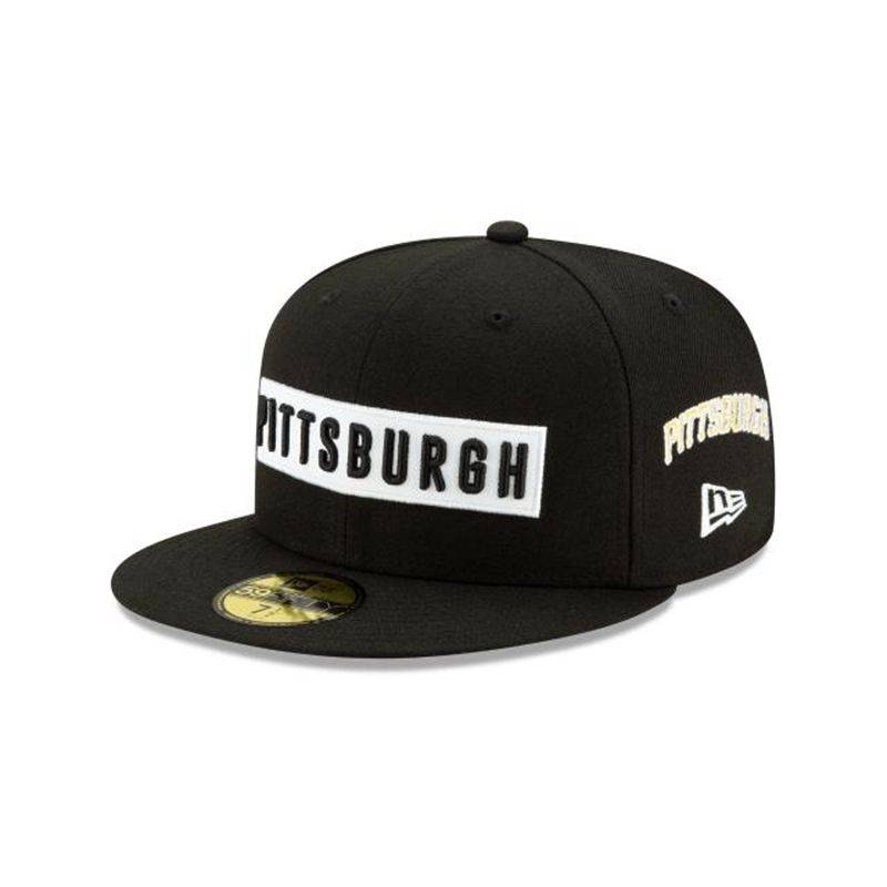 MLB Pittsburgh Pirates Boxed Wordmark 59Fifty Fitted (BSO8795) - Black New Era Caps